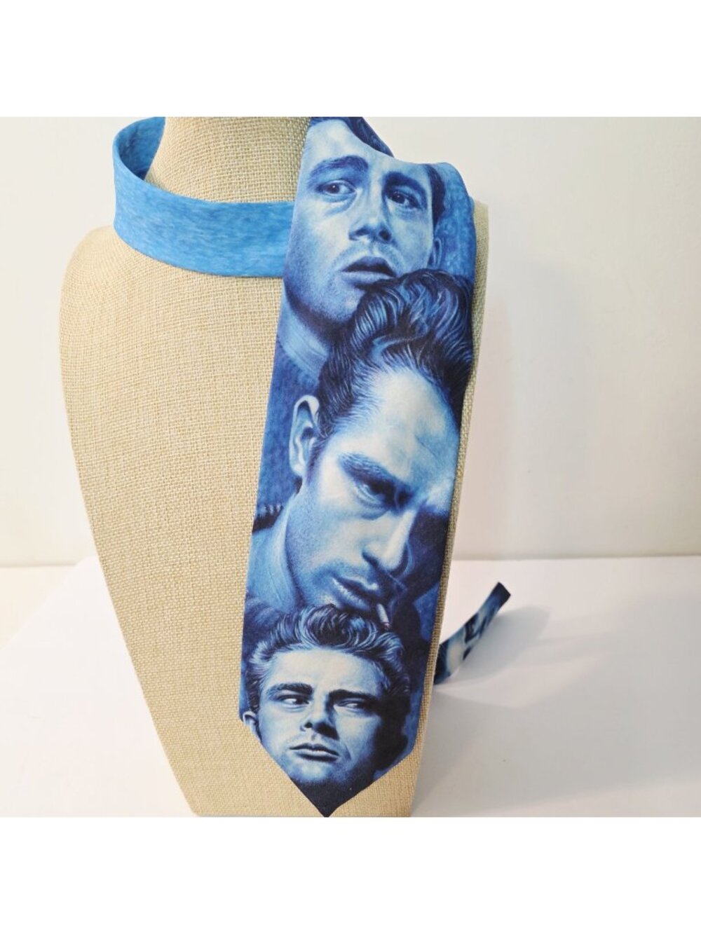 Vtg Ralph Marlin Blue The Many Faces of James Dean Rebel Tie